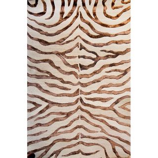Nuloom Handmade Zebra Brown Wool/ Faux Silk Highlights Rug (86 X 116) (IvoryPattern AnimalTip We recommend the use of a non skid pad to keep the rug in place on smooth surfaces.All rug sizes are approximate. Due to the difference of monitor colors, some