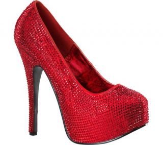 Womens Bordello Teeze 06R   Red Satin/Red Rhinestones High Heels