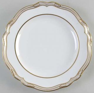 Spode Sheffield Dinner Plate, Fine China Dinnerware   White Body, Gold Lines&Ver