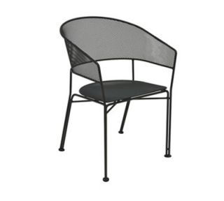 EmuAmericas Stacking Arm Chair, Extended Steel Mesh Seat & Back, Wrought Iron Frame, Bronze