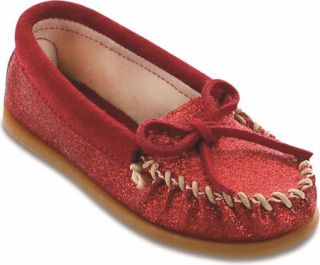 Childrens Minnetonka Glitter Moc   Red Glitter Casual Shoes