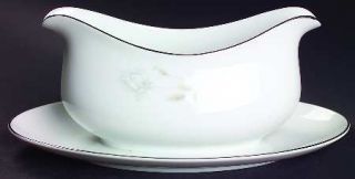 Sango Rosalie Gravy Boat with Attached Underplate, Fine China Dinnerware   One G