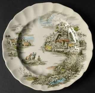 Johnson Brothers Happy England Green/Multicolor Dinner Plate, Fine China Dinnerw