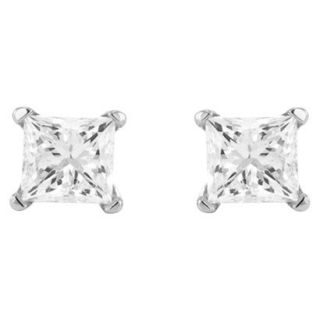 1/4 CT. T.W. Princess cut Diamond Stud Prong Set Earrings in 10K White Gold (IJ 