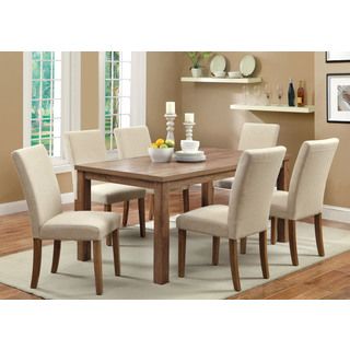 Elva 7 piece Dining Set With Ivory Fabric Side Chair