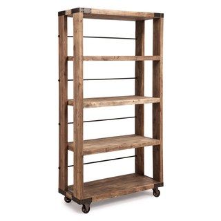 Distressed Natural Wide 4 level Shelf (Distressed naturalMaterials Metal, woodFinish Elm woodDimensions 81 inches high x 45.7 inches wide x 22 inches deepAssembly requiredPlease note Orders of 151 pounds or more will be shipped via Freight carrier and