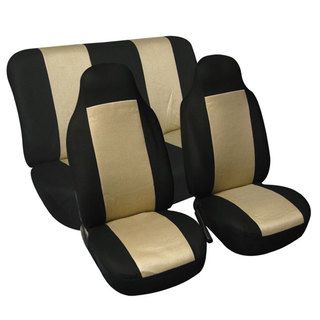 Fh Group Beige Full Set Fabric Auto Seat Covers