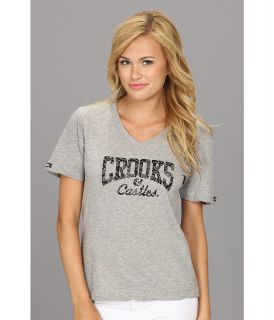 Crooks & Castles Squadlife Knit V Neck T Shirt Womens Short Sleeve Pullover (Gray)