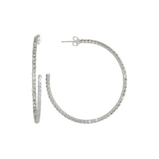 Bridge Jewelry Sterling Silver Plated Crystal Hoop Earrings