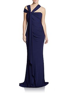 One Shoulder Jersey Gown   Sapphire