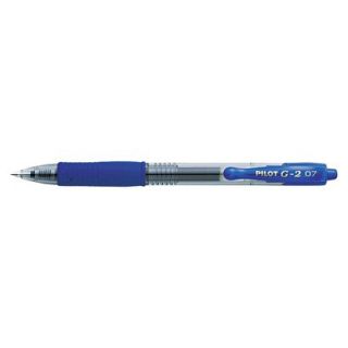Pilot G2 Gel Inkl Pen, Refillable, 0.7mm Fine   Blue Ink (12 Per Pack)