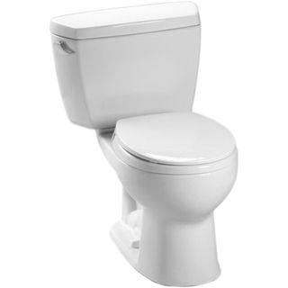 Toto Drake G max Round Cotton White Toilet (Cotton whiteDimensions 28.5 inches high x 19.5 inches wide x 26.375 inches longWater capacity 1.6 GPFFlush DoublePieces CompleteShape RoundHardware finish Cotton whiteMaterials Vitreous chinaRough in 12 