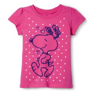 Snoopy Infant Toddler Girls Short Sleeve Tee   Fuchsia 4T