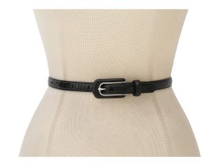 LAUREN by Ralph Lauren Skinny Croc Belt With Elongated Buckle Womens Belts (Black)