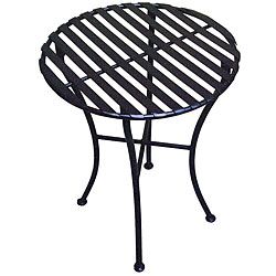 Outdoor Round Black Iron Folding Side Table
