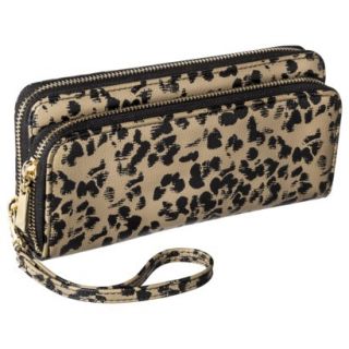Merona Leopard Double Zipper Wallet with Removable Wristlet Strap   Brown