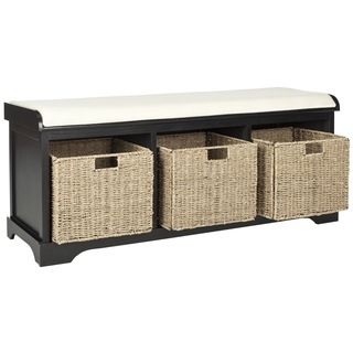 Safavieh Lonan Black/ White Storage Bench (Black/ WhiteMaterials Pine, MDF, wood veneer and cotton fabricFinish BlackDimensions 20 inches high x 47 inches wide x 16 inches deepThis product will ship to you in 1 box.Assembly required )