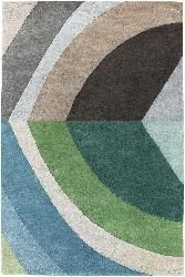 Hand tufted Mandara Blue/ Green Wool Rug (79 Round)