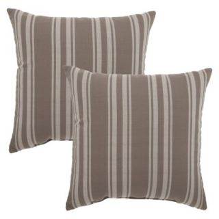 Threshold 2 Piece Square Outdoor Toss Pillow Set   Taupe Stripe
