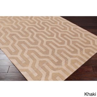 Hand Loomed Drome Solid Tone on tone Geometric Wool Area Rug (8 X 11)