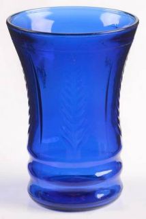 Maryland Glass Company Feather Blue 8 Oz Flat Tumbler   Cobalt Blue, Feathers On