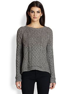 INHABIT Cable Knit Cashmere Blend Sweater   Mid Grey