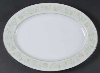 Noritake Paula 13 Oval Serving Platter, Fine China Dinnerware   Green&Mustard F