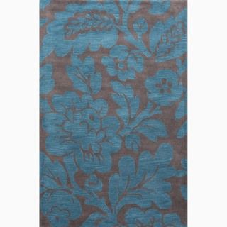Handmade Blue/ Gray Wool Durable Rug (5 X 8)