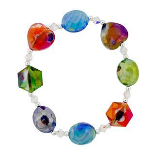 Bridge Jewelry Multicolor Glass Bead Stretch Bracelet