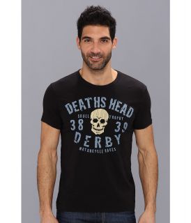 Lucky Brand Deaths Head Derby Graphic Tee Mens Short Sleeve Pullover (Black)