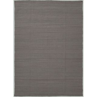 Handmade Flat Weave Solid Pattern Gray/ Black Rug (2 X 3)
