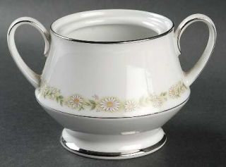 Noritake Trilby Sugar Bowl No Lid, Fine China Dinnerware   White/Gray Daisies, P
