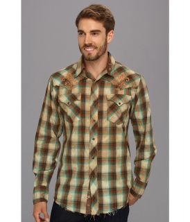 Roper 8804 Sage Plaid Mens Long Sleeve Button Up (Brown)