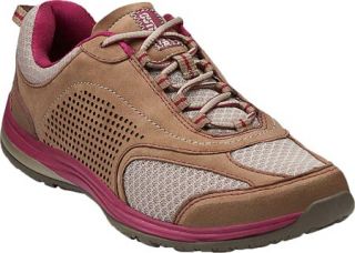 Womens Clarks Inset Trail   Stone/Pink Leather Lace Up Shoes