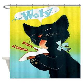  Vintage French Black Cat Shoe Shower Curtain  Use code FREECART at Checkout