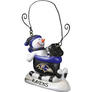 Baltimore Ravens Sledding Snowman Ornament