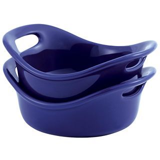 Rachael Ray Bubble & Brown Set of 2 12 oz. Baking Dishes, Blue