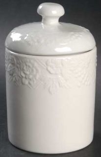 Gibson Designs Four Seasons Tea Canister & Lid, Fine China Dinnerware   All Whit