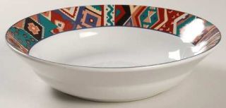Furio Fuo9 Coupe Soup Bowl, Fine China Dinnerware   Multicolor Aztec Rim Decor