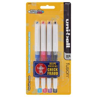 Uni ball Fusion Stick 4 pack Medium point Roller Ball Pens