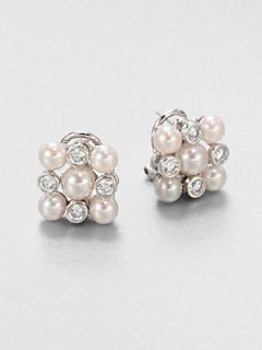 Majorica 5MM 6MM Pearl Earrings   Pearl Silver