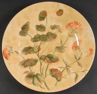 222 Fifth (PTS) Asian Antique Dinner Plate, Fine China Dinnerware   Red Geranium