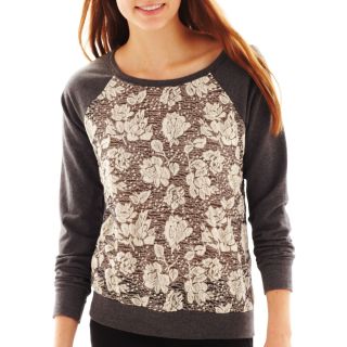 Contrast Print Sweatshirt, Grey/Ivory, Womens