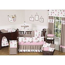 Sweet Jojo Designs Pink Mod Elephant 9 piece Crib Bedding Set