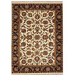 Hand knotted Cream Black Wool Rug (6 X 9) (ivoryPattern OrientalMeasures 1 inch thickTip We recommend the use of a non skid pad to keep the rug in place on smooth surfaces.All rug sizes are approximate. Due to the difference of monitor colors, some rug 