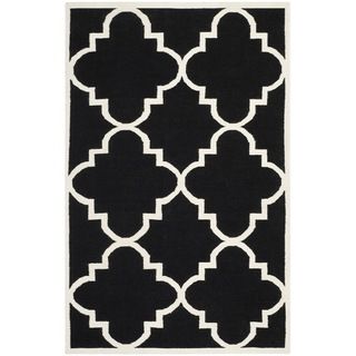 Safavieh Hand woven Moroccan Dhurrie Black Wool Rug (9 X 12)