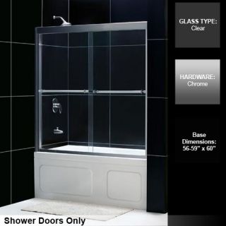 Dreamline SHDR126058801 Bathtub Shower Door, 5659 x 58 Duet Clear Glass 2Panel Sliding Bathtub Door Chrome