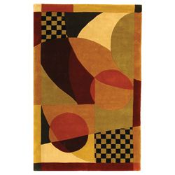 Handmade Museum Burgundy/ Multi N. Z. Wool Rug (76 X 96) (GreenPattern GeometricMeasures 0.625 inch thickTip We recommend the use of a non skid pad to keep the rug in place on smooth surfaces.All rug sizes are approximate. Due to the difference of monit