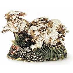 Americana Ceramic Running Rabbits Statue