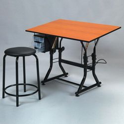 Martin Ashley Creative Black Hobby Table Set (Cherrywood top, black baseMaterials Metal, vinyl, plastic, press board, foamPadded vinyl cover stoolTable dimensions 29 41 inches high x 36 inches wide x 26 inches deepStool dimensions 20 inches high x 12 i